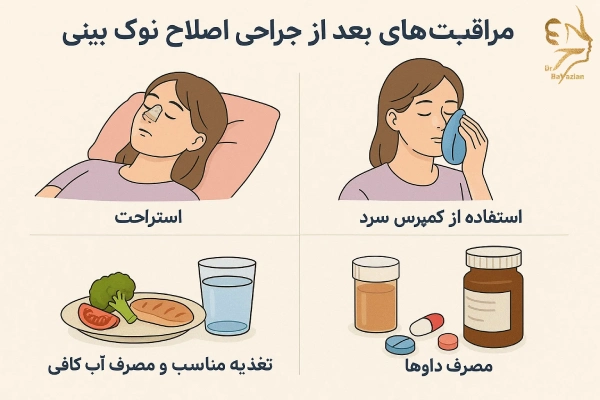 مراقبتهای بعد از جراحی اصلاح نوک بینی